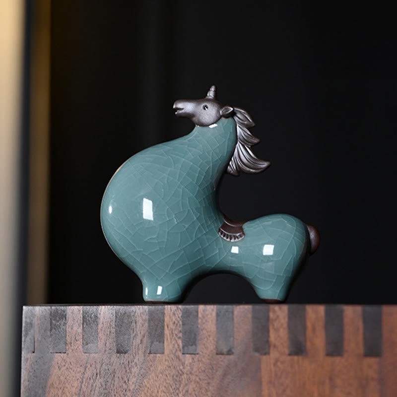 Buddha Stones Head Down Up Horse Ceramic Success Freedom Home Decoration - image 13