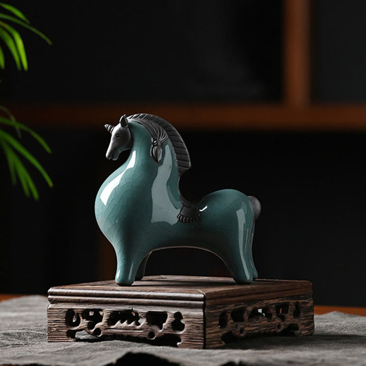 Buddha Stones Head Down Up Horse Ceramic Success Freedom Home Decoration - image 4