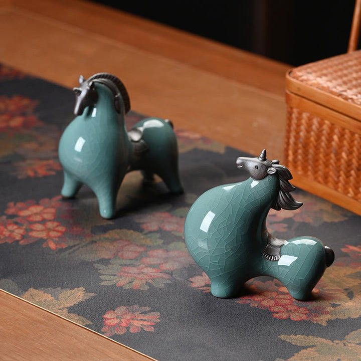 Buddha Stones Head Down Up Horse Ceramic Success Freedom Home Decoration - image 15