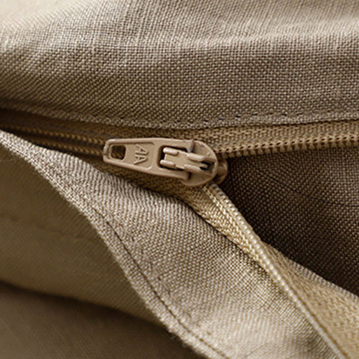 Buddha Stones Solid Color Front Button Back Elastic Cotton Linen Women's Pants With Pockets - image 19