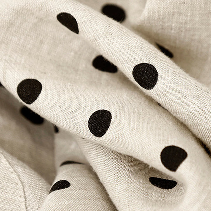 Buddha Stones Casual Black Polka Dots Drawstring Cotton Linen Women's Pants With Pockets - image 5