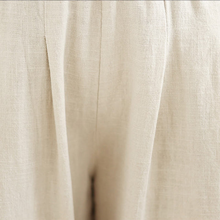 Buddha Stones Casual Solid Color Tapered Elastic Waistband Cotton Linen Women's Pants With Pockets - image 16