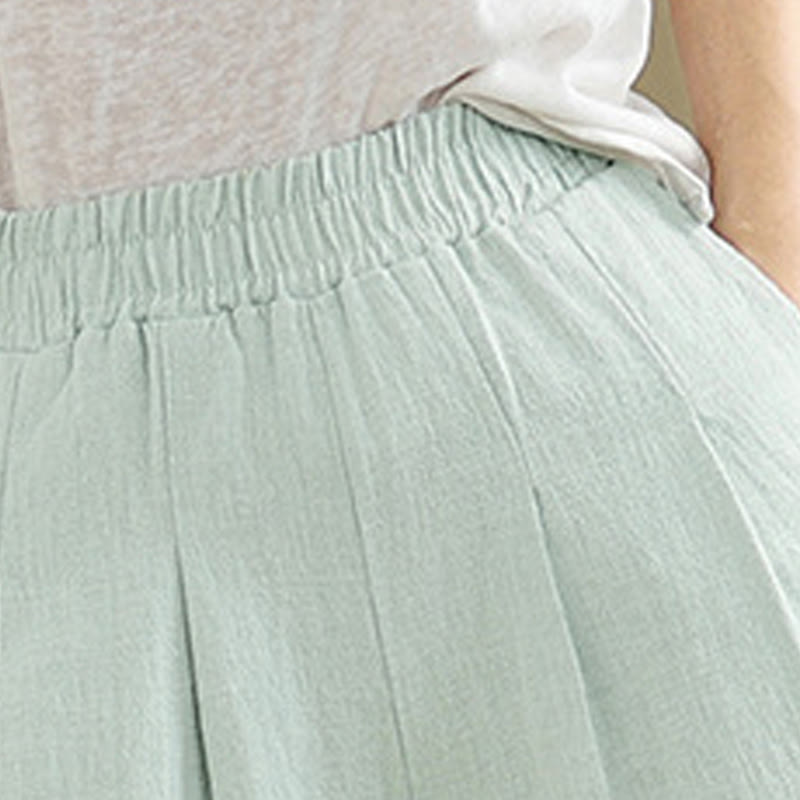 Buddha Stones Casual Solid Color Tapered Elastic Waistband Cotton Linen Women's Pants With Pockets - image 34