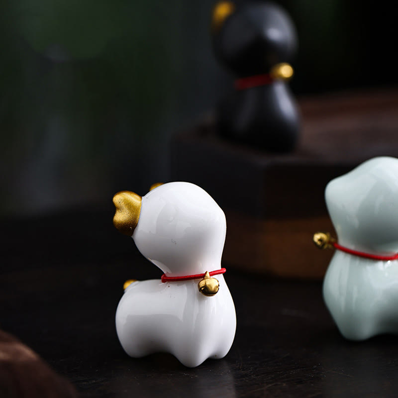 Buddha Stones Mini Deer Tea Pet Ceramic Home Desk Figurine Decoration