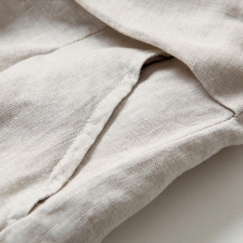 Buddha Stones Plain Color Cotton Linen High Waist Wide Leg Pants With Pockets - image 17