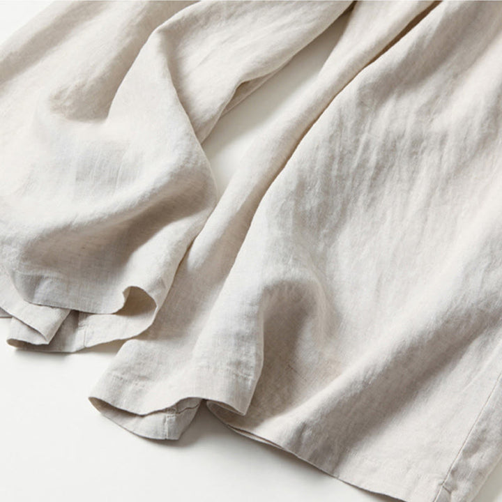 Buddha Stones Plain Color Cotton Linen High Waist Wide Leg Pants With Pockets - image 18