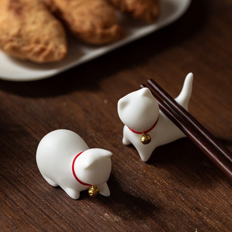 Buddha Stones Mini Cute Standing Lying Cat Tea Pet Ceramic Home Desk Figurine Decoration - image 6