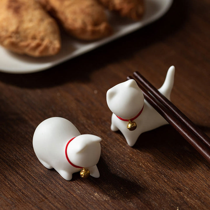 Buddha Stones Mini Cute Standing Lying Cat Tea Pet Ceramic Home Desk Figurine Decoration - image 6