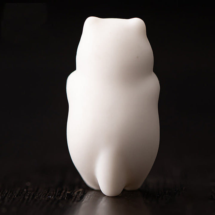 Buddha Stones Mini Hanging White Cat Tea Pet Ceramic Home Desk Figurine Decoration - image 4