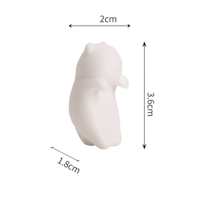 Buddha Stones Mini Hanging White Cat Tea Pet Ceramic Home Desk Figurine Decoration - image 12