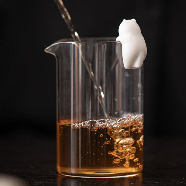 Buddha Stones Mini Hanging White Cat Tea Pet Ceramic Home Desk Figurine Decoration - image 9