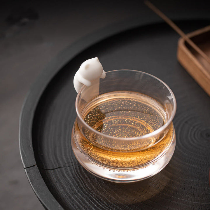 Buddha Stones Mini Hanging White Cat Tea Pet Ceramic Home Desk Figurine Decoration - Small Hanging Cat 2*1.8*3.6cm - image 0