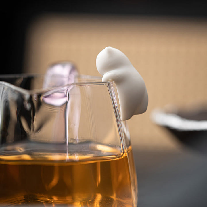 Buddha Stones Mini Hanging White Cat Tea Pet Ceramic Home Desk Figurine Decoration - image 2