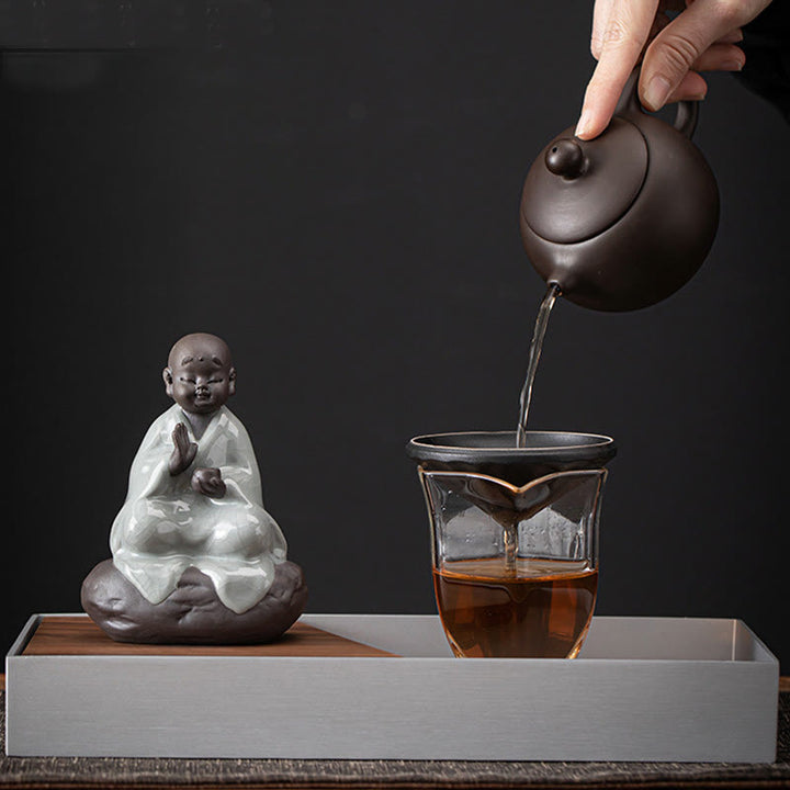 Buddha Stones Little Zen Monk Hat Strainer Ceramic Tea Accessories Figurine Home Decoration - image 7