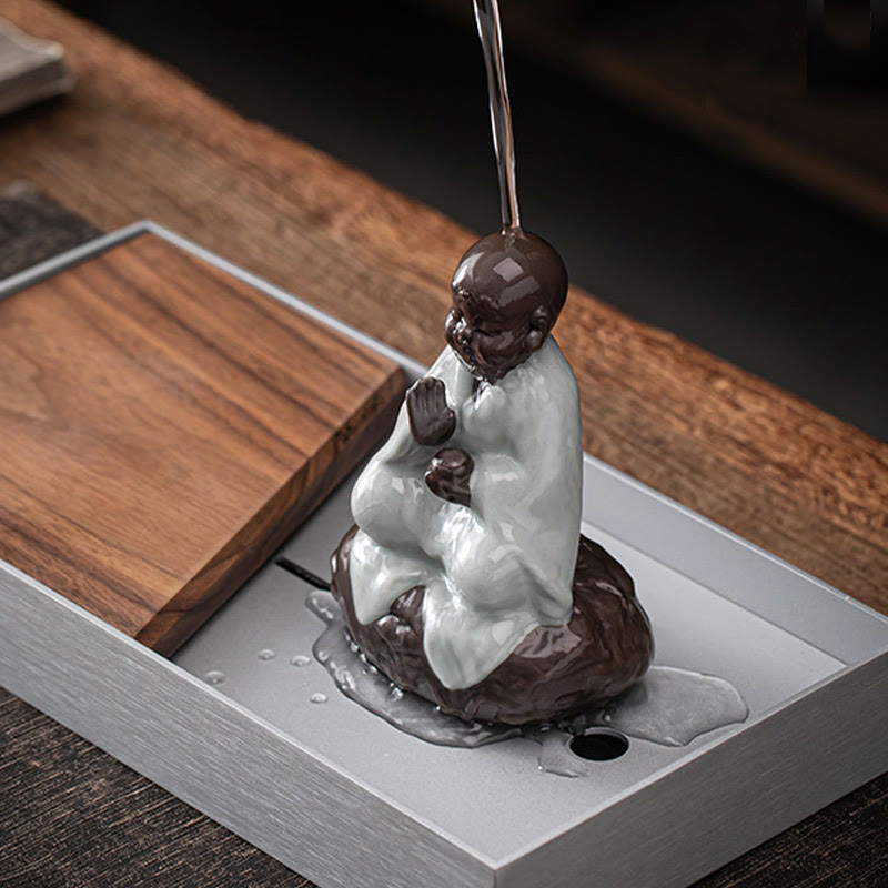 Buddha Stones Little Zen Monk Hat Strainer Ceramic Tea Accessories Figurine Home Decoration - image 9