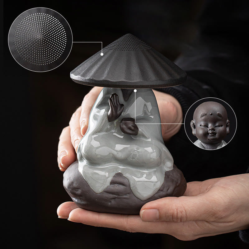 Buddha Stones Little Zen Monk Hat Strainer Ceramic Tea Accessories Figurine Home Decoration - image 15