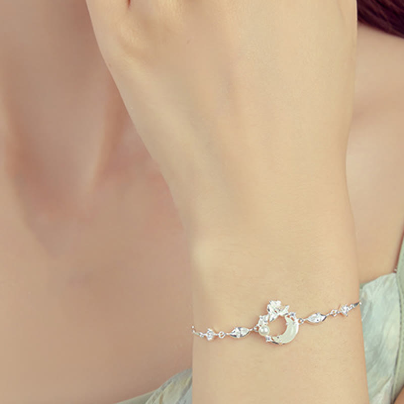 Buddha Stones Hetian Jade 925 Sterling Silver Cubic Zirconia Pearl Lotus Bracelet - image 2