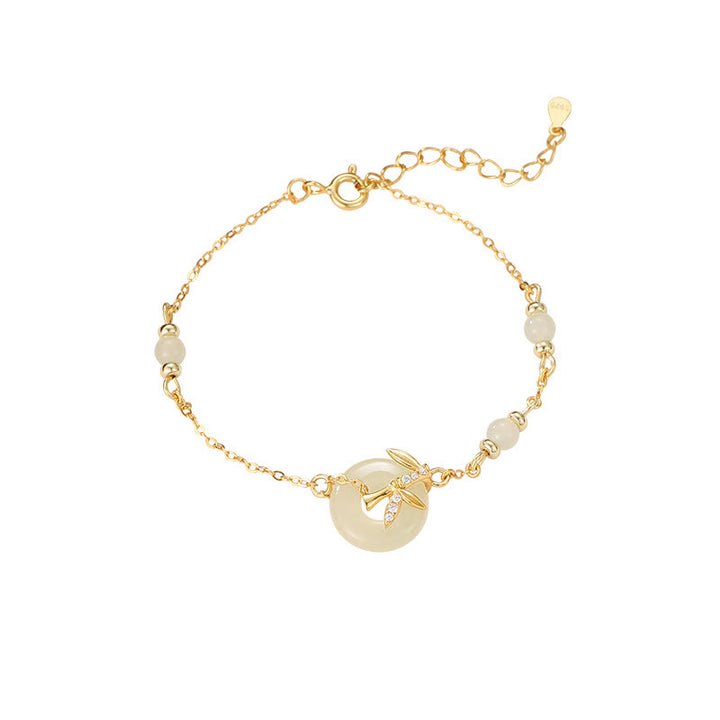 Buddha Stones Hetian Jade 925 Sterling Silver Cubic Zirconia Peace Buckle Luck Bracelet - image 10