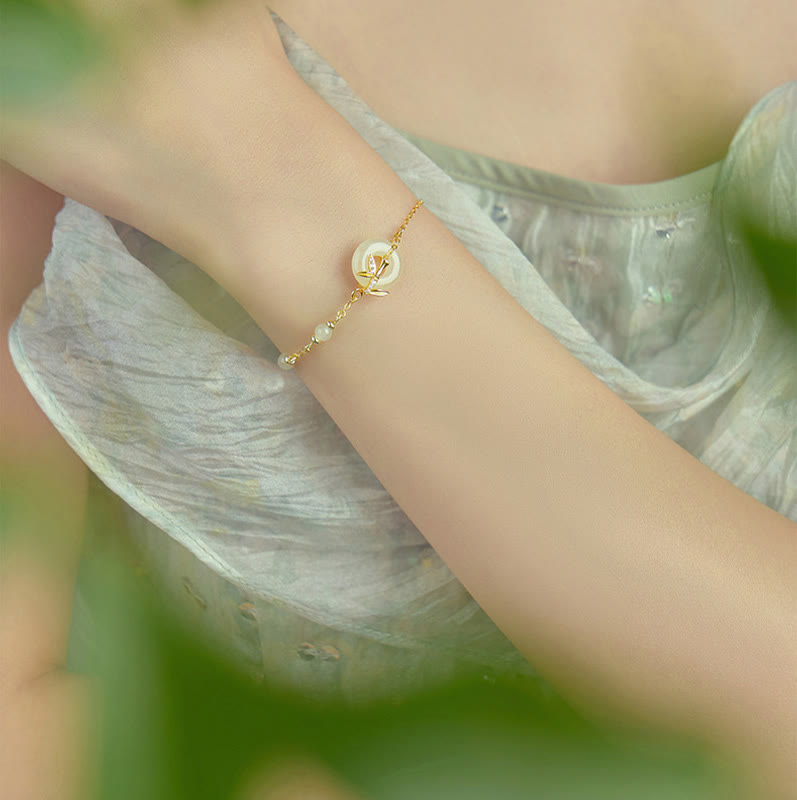 Buddha Stones Hetian Jade 925 Sterling Silver Cubic Zirconia Peace Buckle Luck Bracelet - image 8