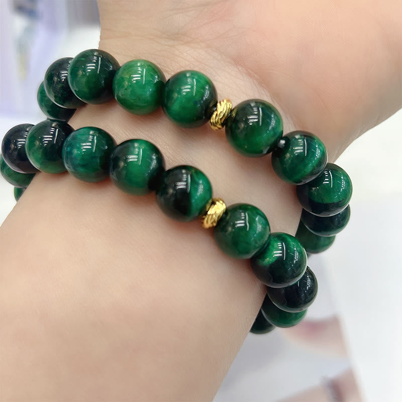 Buddha Stones Green Tiger Eye Positive Bracelet