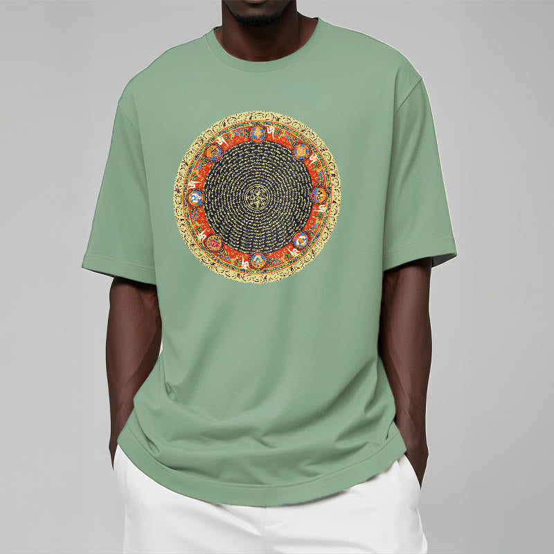 Buddha Stones Circular Om Mani Padme Hum Eight Auspicious Symbols Cotton Tee T-shirt - image 15