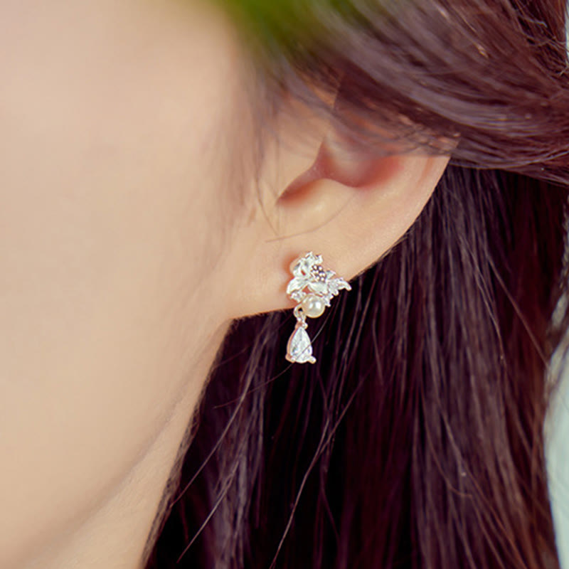 Buddha Stones Hetian Jade 925 Sterling Silver Cubic Zirconia Pearl Abundance Earrings  - image 8