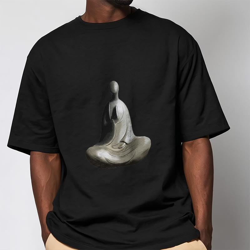 Buddha Stones Gray Formless Buddha Pattern Cotton Tee T-shirt - image 8