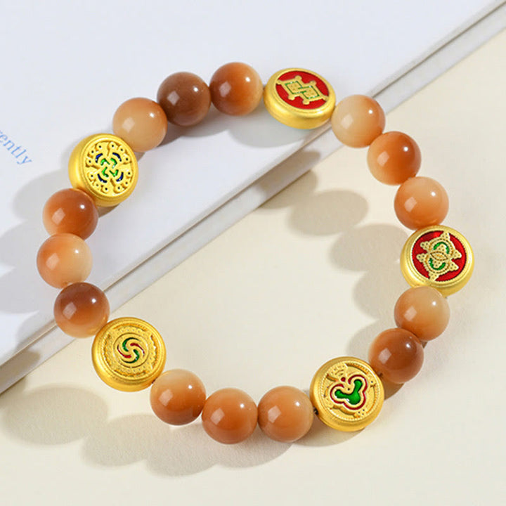 Buddha Stones Bodhi Seed Five Directions Gods of Wealth Wisdom Bracelet