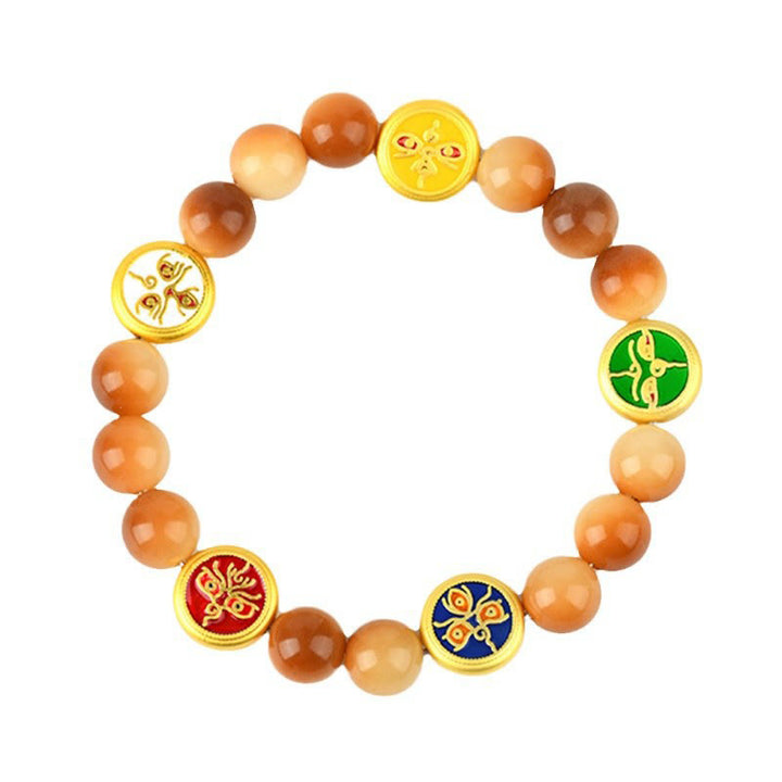 Buddha Stones Bodhi Seed Five Directions Gods of Wealth Wisdom Bracelet