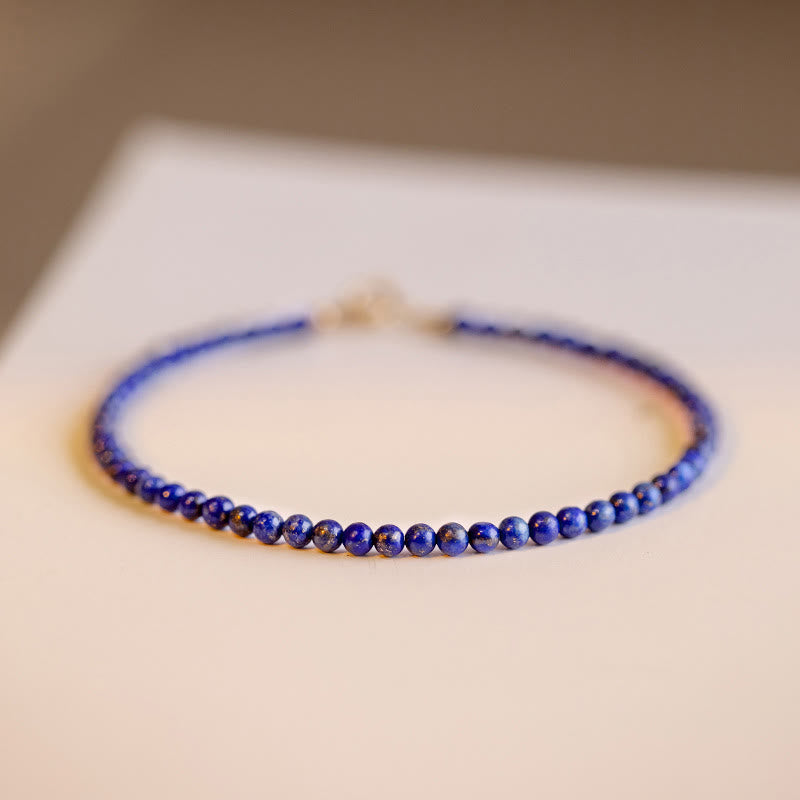 Buddha Stones Small Lazurite Lapis Lazuli Ultra-Thin Beads Balance Bracelet - 2.5mm Round Beads - 16cm - image 10
