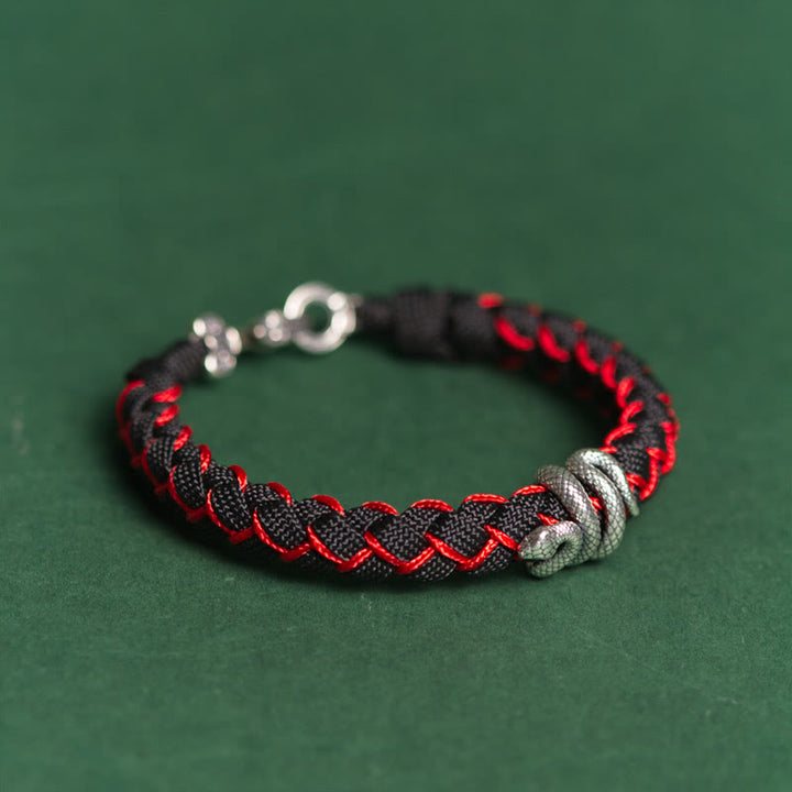 Buddha Stones Year of the Snake 999 Sterling Silver String Protection Braided Bracelet - Red&Black Rope - 21cm - image 10