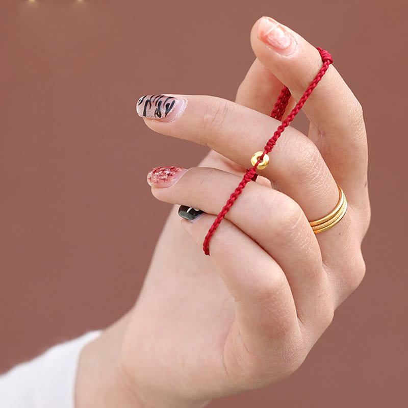Buddha Stones 999 Gold Small Peace Buckle Red String Protection Luck Braided Bracelet Anklet - image 8