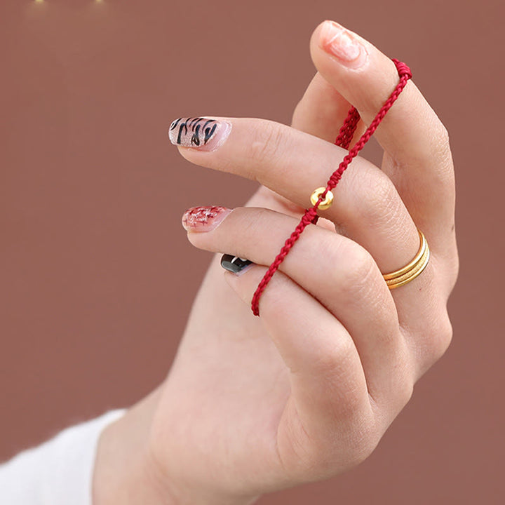 Buddha Stones 999 Gold Small Peace Buckle Red String Protection Luck Braided Bracelet Anklet - image 8