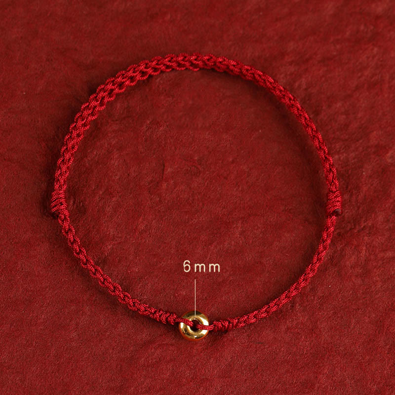 Buddha Stones 999 Gold Small Peace Buckle Red String Protection Luck Braided Bracelet Anklet