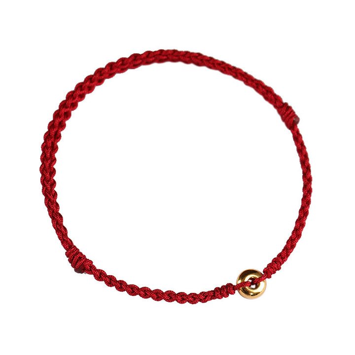 Buddha Stones 999 Gold Small Peace Buckle Red String Protection Luck Braided Bracelet Anklet - image 12