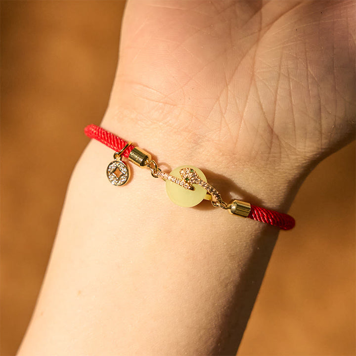 Buddha Stones Handmade Red String Copper Coin Year Of The Snake Protection Braided Bracelet