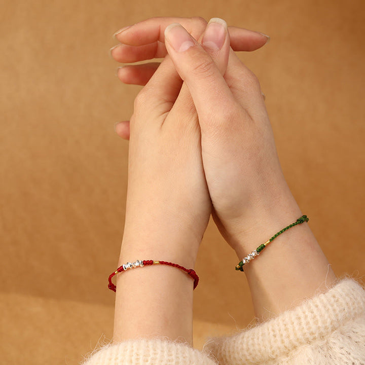 Buddha Stones 925 Sterling Silver String Protection Luck Ultra-Thin Braided Bracelet Anklet - image 15