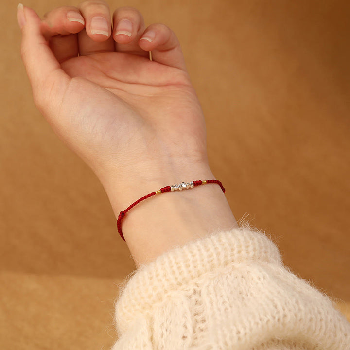 Buddha Stones 925 Sterling Silver String Protection Luck Ultra-Thin Braided Bracelet Anklet - image 4