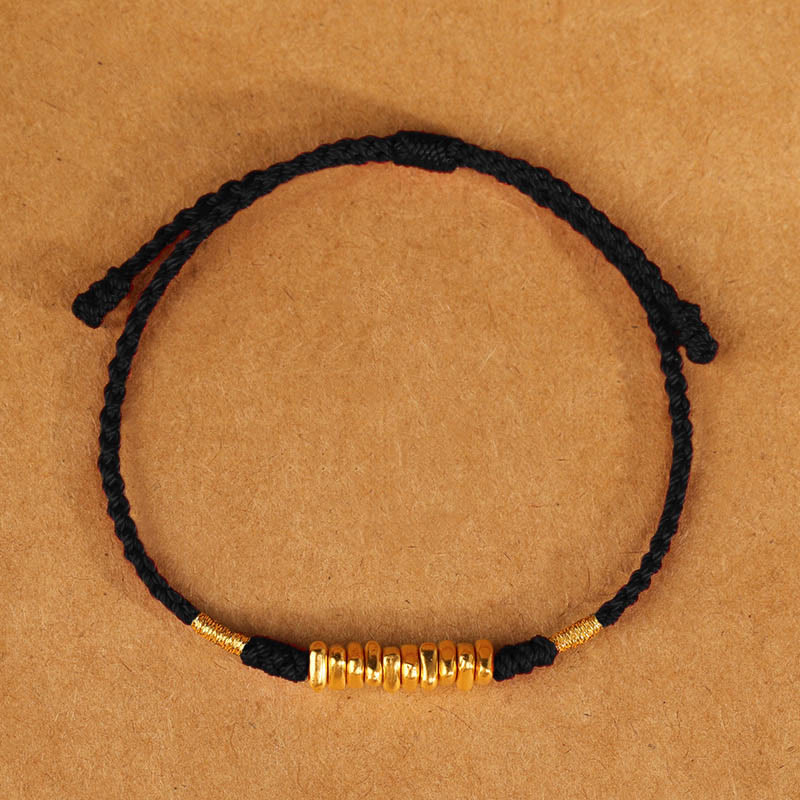 Buddha Stones 999 Gold Small Pieces String Protection Luck Ultra-Thin Braided Bracelet - image 13