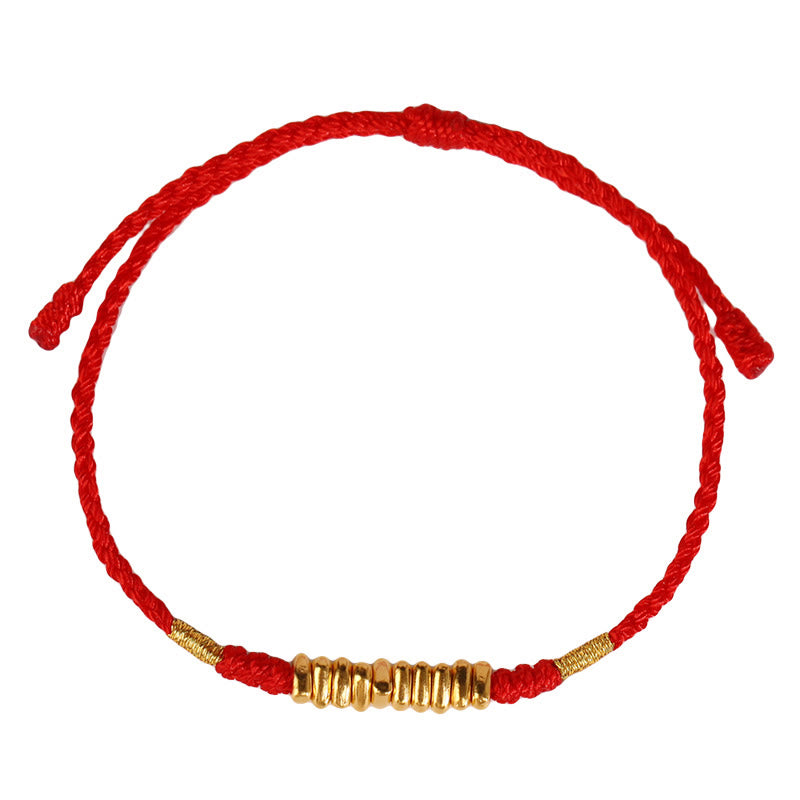 Buddha Stones 999 Gold Small Pieces String Protection Luck Ultra-Thin Braided Bracelet - image 12