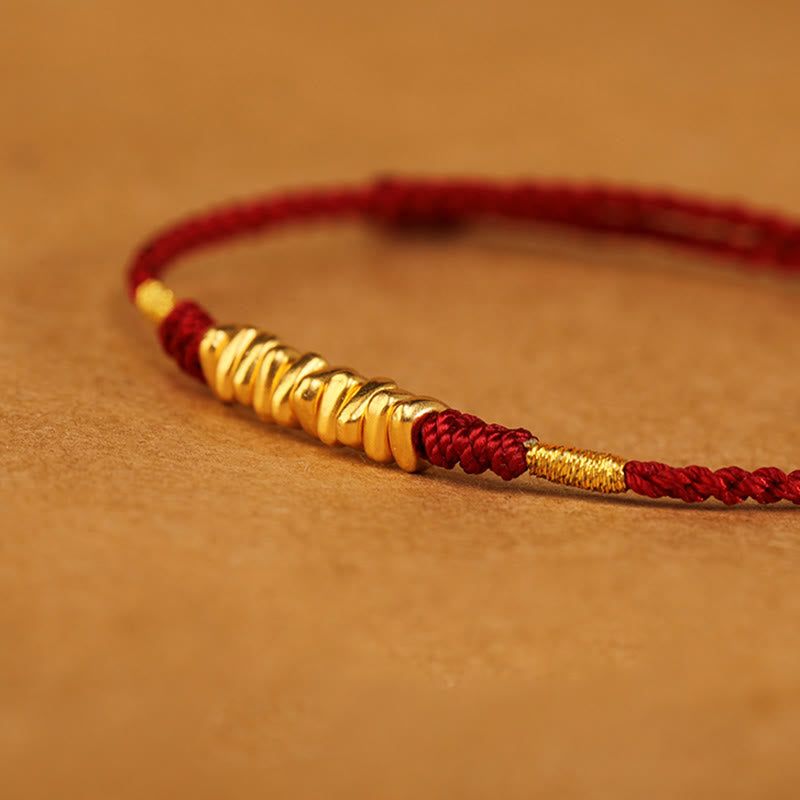 Buddha Stones 999 Gold Small Pieces String Protection Luck Ultra-Thin Braided Bracelet - image 10