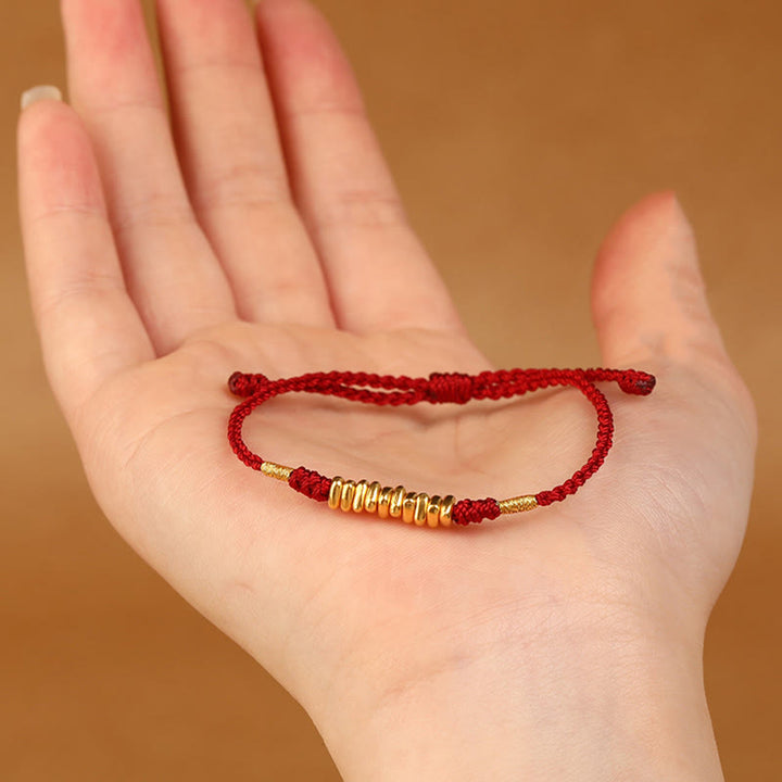 Buddha Stones 999 Gold Small Pieces String Protection Luck Ultra-Thin Braided Bracelet - image 7