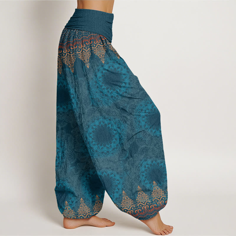 Buddha Stones Cotton Triangular Mandala Patterns Women's Elastic Waist Harem Pants - image 1