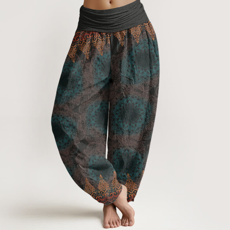 Buddha Stones Cotton Triangular Mandala Patterns Women's Elastic Waist Harem Pants - DimGray - US22，UK/AU26，EU54 (6XL) - image 13