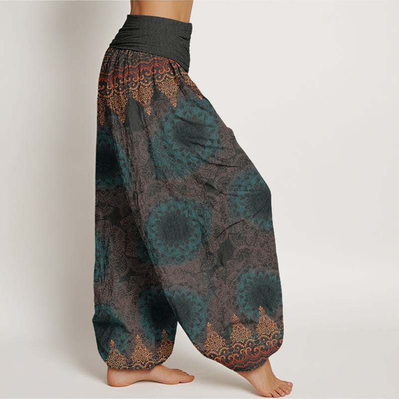Buddha Stones Cotton Triangular Mandala Patterns Women's Elastic Waist Harem Pants - image 5