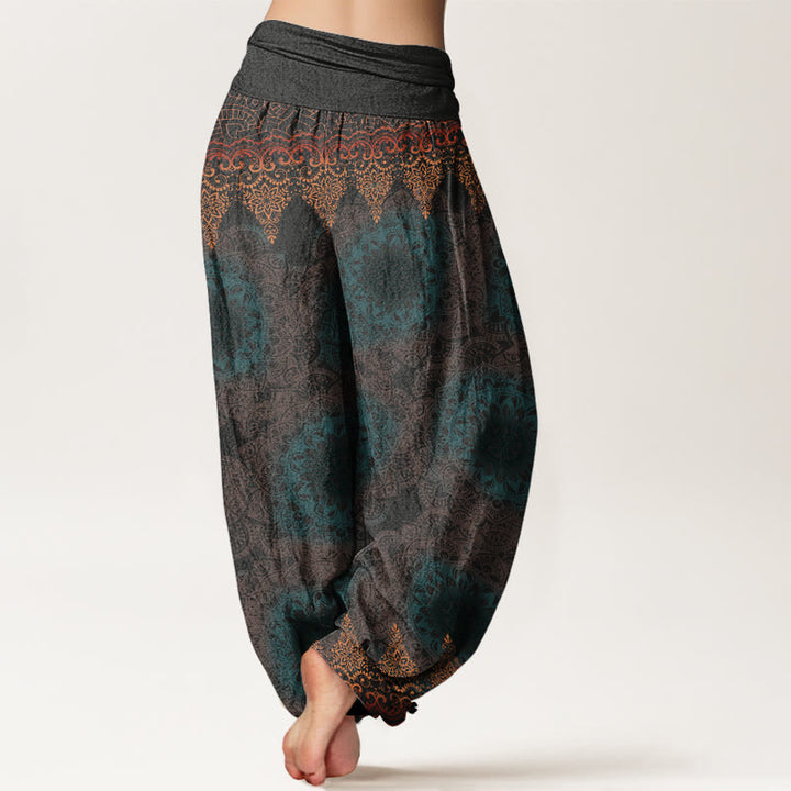 Buddha Stones Cotton Triangular Mandala Patterns Women's Elastic Waist Harem Pants - image 15