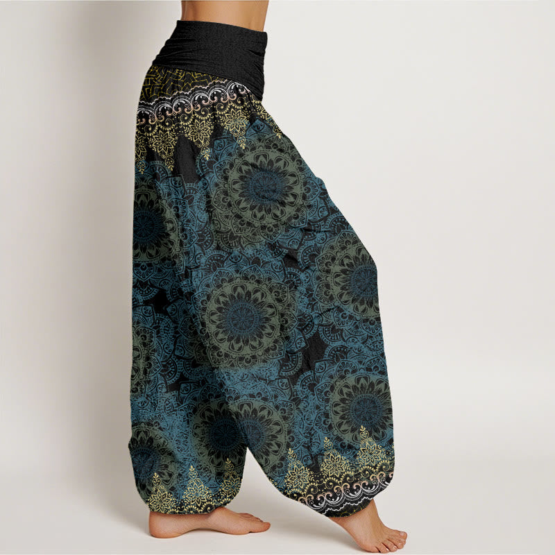 Buddha Stones Cotton Triangular Mandala Patterns Women's Elastic Waist Harem Pants - image 8