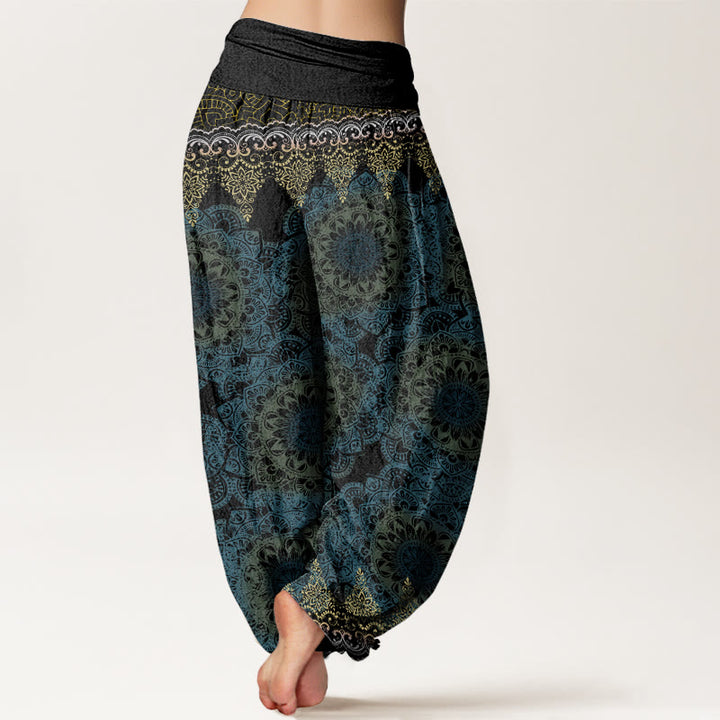 Buddha Stones Triangular Mandala Patterns Women's Elastic Waist Harem Pants - image 10