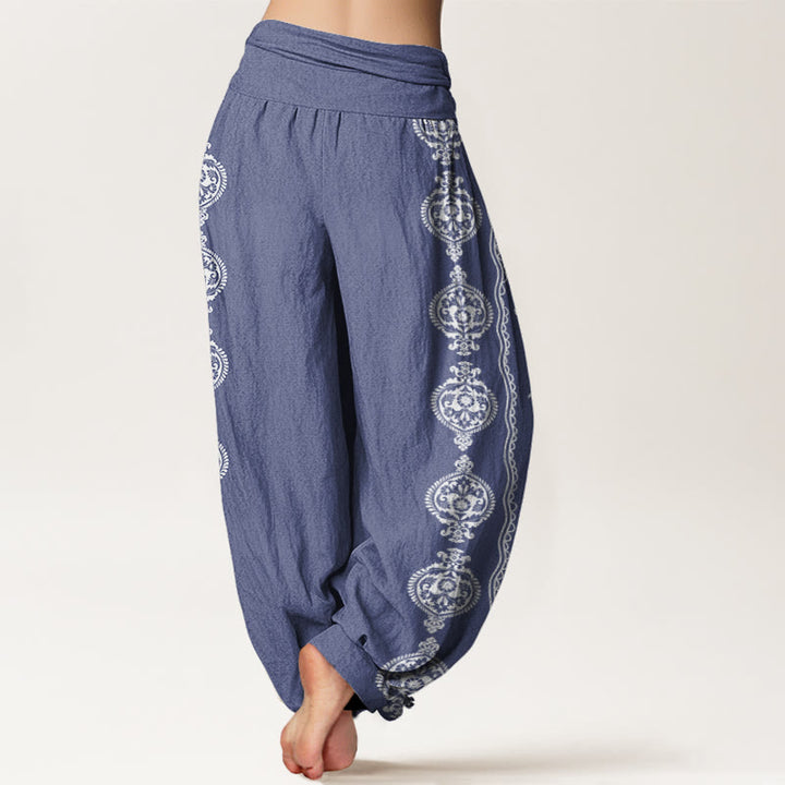 Buddha Stones Mandala Om Mani Padme Hum Women's Elastic Waist Harem Pants - image 2
