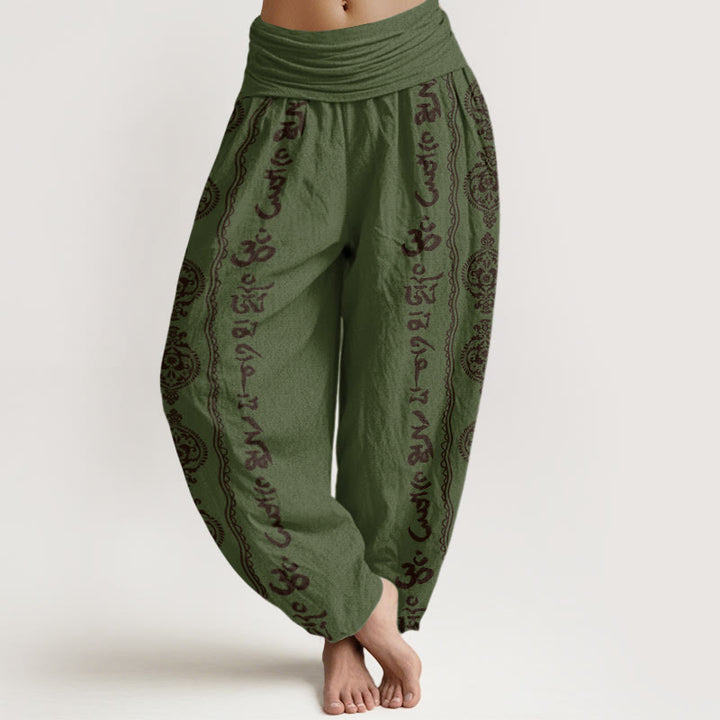 Buddha Stones Mandala Om Mani Padme Hum Women's Elastic Waist Harem Pants - DarkOliveGreen - US22，UK/AU26，EU54 (6XL) - image 4